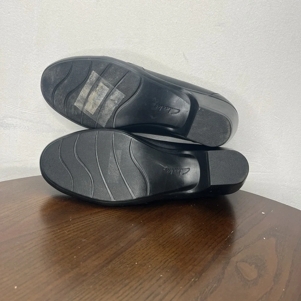 Clarks Bendables Shoes Women's 8.5M Black Leather‎ Pump Heel Block Heel Career